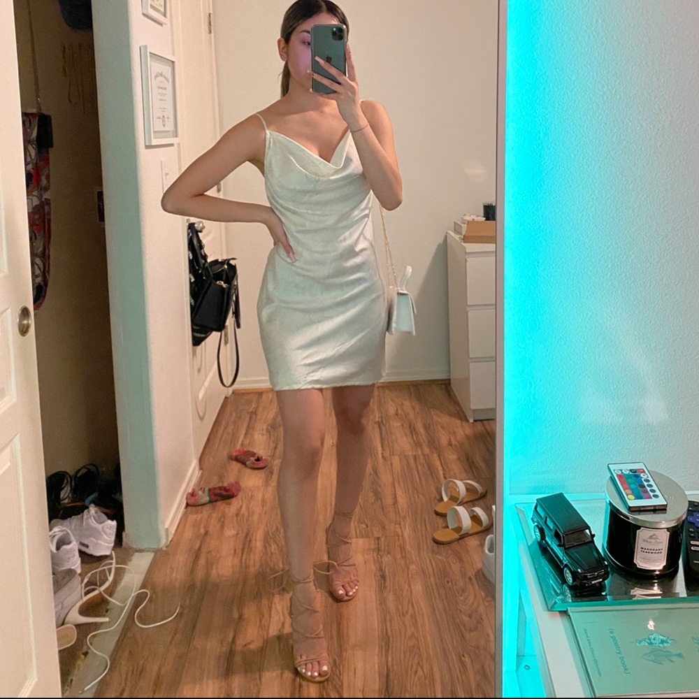 forever 21 satin slip cowl neck dress